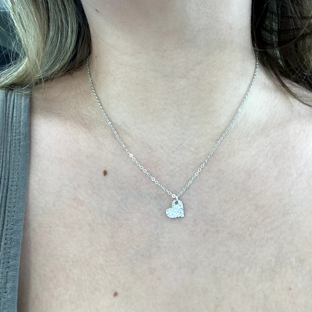 I LOVE YOU, Silver Heart Necklace NWT